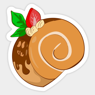 Chocolate strawberry roll cake Sticker